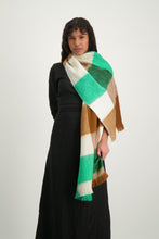 Load image into Gallery viewer, SCARVE BLOCKED BOTANIC GREEN AND NATURALS 513
