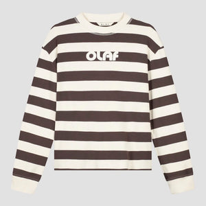 STRIPED RIB RETRO LOGO CREWNECK