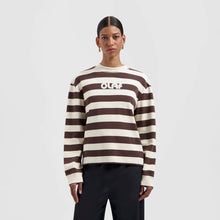 Load image into Gallery viewer, STRIPED RIB RETRO LOGO CREWNECK
