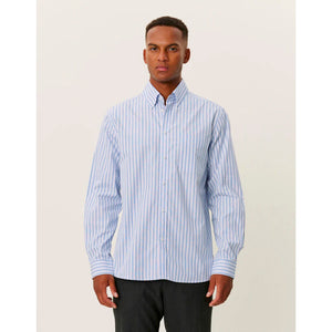 KENT STRIPE PEACHED POPLIN SHIRT