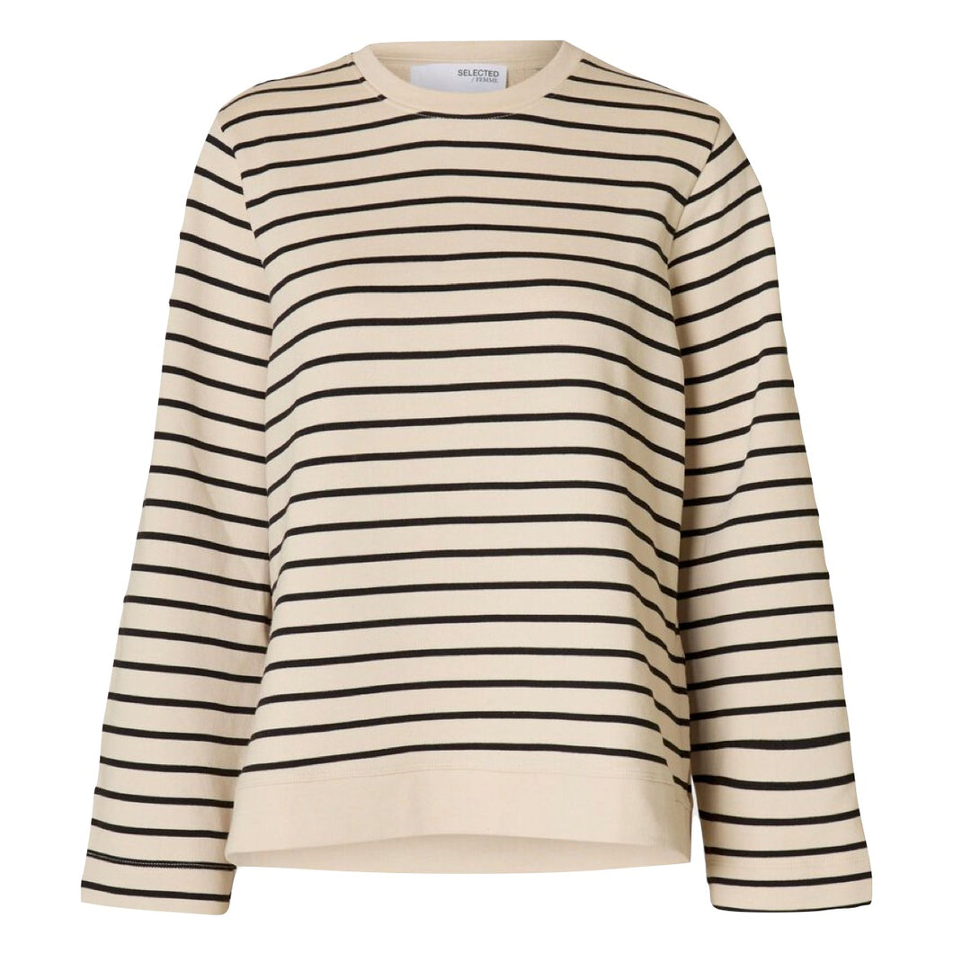 ELISE LS O-NECK WIDE STRIPED SWEAT