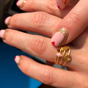 BABY PINK CONFETTI RING GOLD PLATED